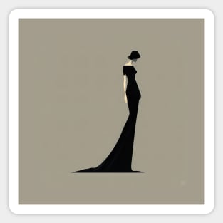 [AI Art] Lady in black, Minimal Art Style Sticker